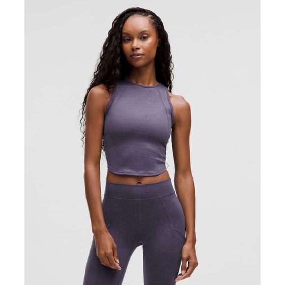 (6) Lululemon Soft Sueded Crewneck Cropped Tank Top Nightfall / Nightfall - Picture 1 of 8